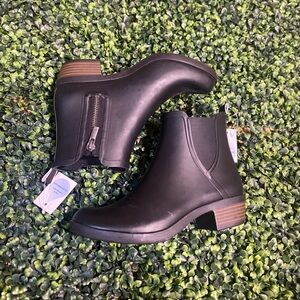 Women's Black Lucky Brand Ankle Rain Boots with Side Zip